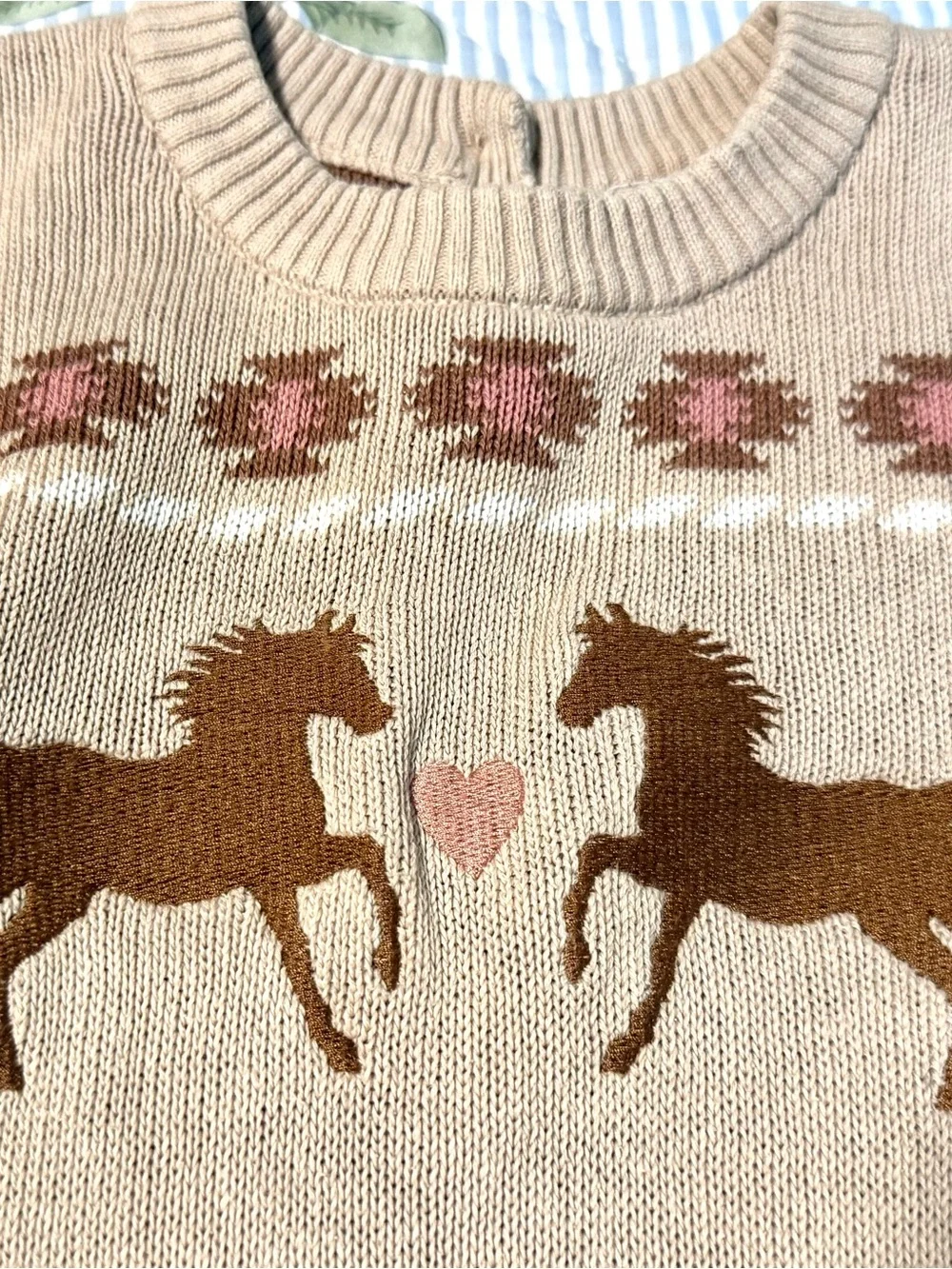 Gymboree Beige Horse Knit Dress with Southwestern accents
